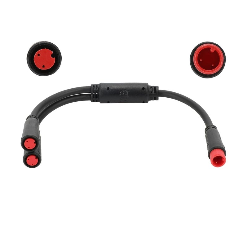 EBIKE Cable 2 Pin; 1T2 Y-Splitter Extension Wire for eBike, Julet Type, Suitable for Brake Cut-Off Switch, Headlight, Throttle, Pedal Assist Sensors, 7.9", Waterproof Design